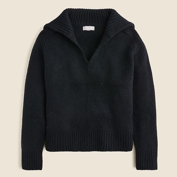 J. Crew Sweaters - J. Crew Johnny-collar sweater with ribbed trim (L) Soft Cozy Black Knit Sweater